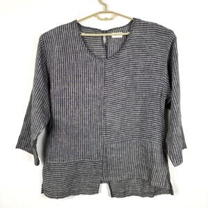 Mosaic USA Lagenlook Blouse Top Striped Large *no size tag